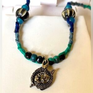 Handmade Green Blue Silver Charm Beaded Cancer Pisces Zodiac Necklace Jewelry